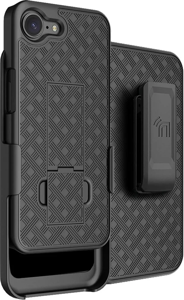 Nakedcellphone Nakedcellphone Slim Case &amp; Belt Clip Holster Combo iPhone 16e 17e Black — product photo