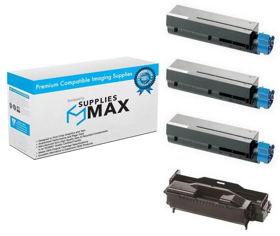 SuppliesMax SuppliesMax Drum/Toner Combo Pack for Okidata MB-491/491+LP (1 Drum/3 Toners) 12000 Pages — product photo