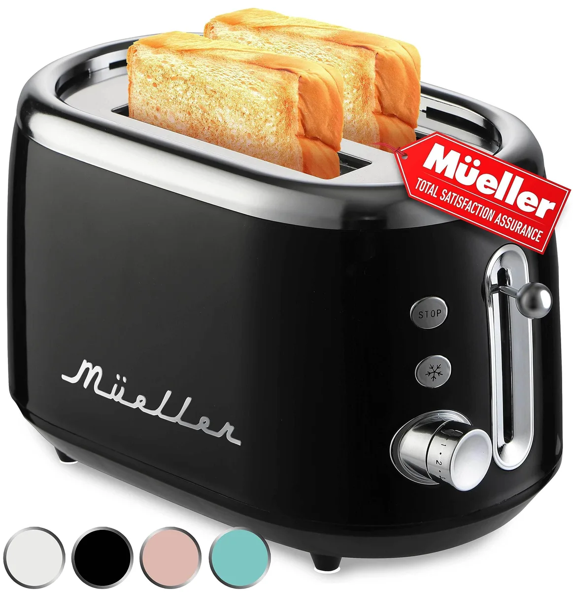  Mueller Home Retro Toaster 2 Slice 1500 W Black MR 220 — product photo