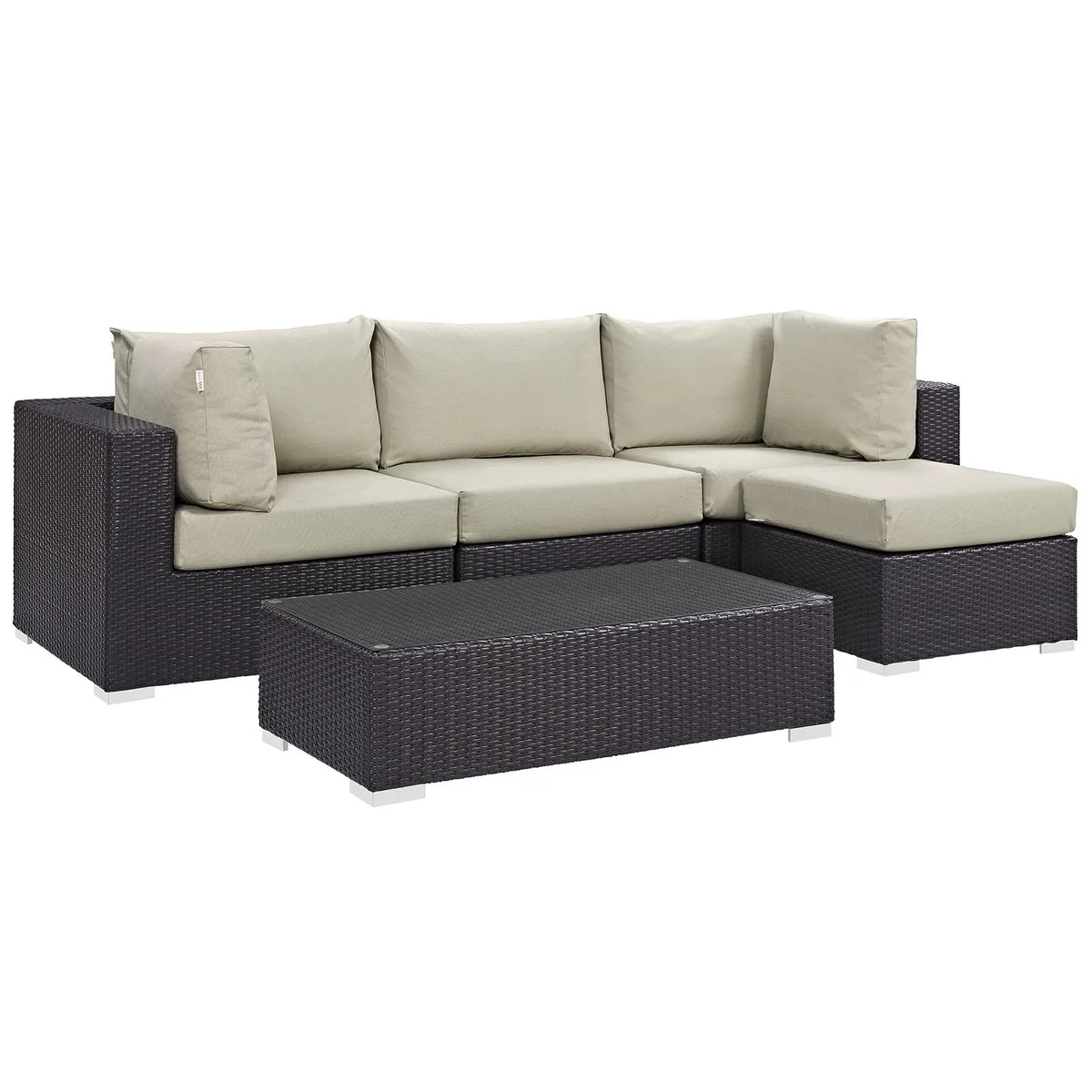 Modway Furniture Modway Furniture Convene 5-Piece Outdoor Sectional Set - Espresso Beige — product photo