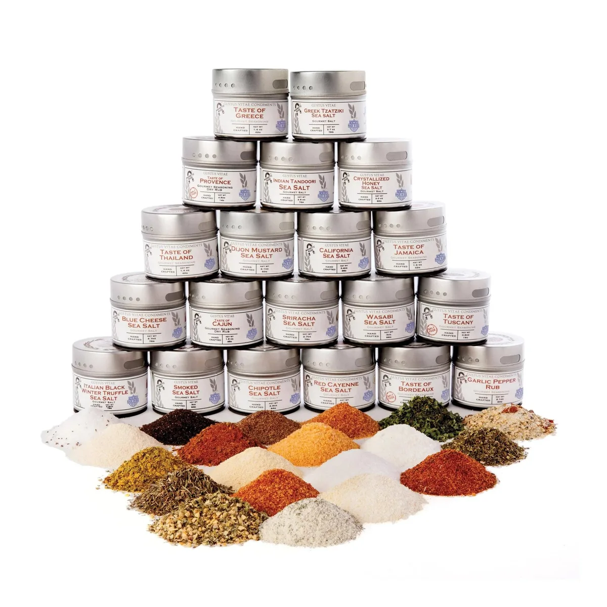 Gustus Vitae Condiments Gustus Vitae Condiments Ultimate Artisanal Seasoning and Gourmet Sea Salt Collection 20 Tins — product photo