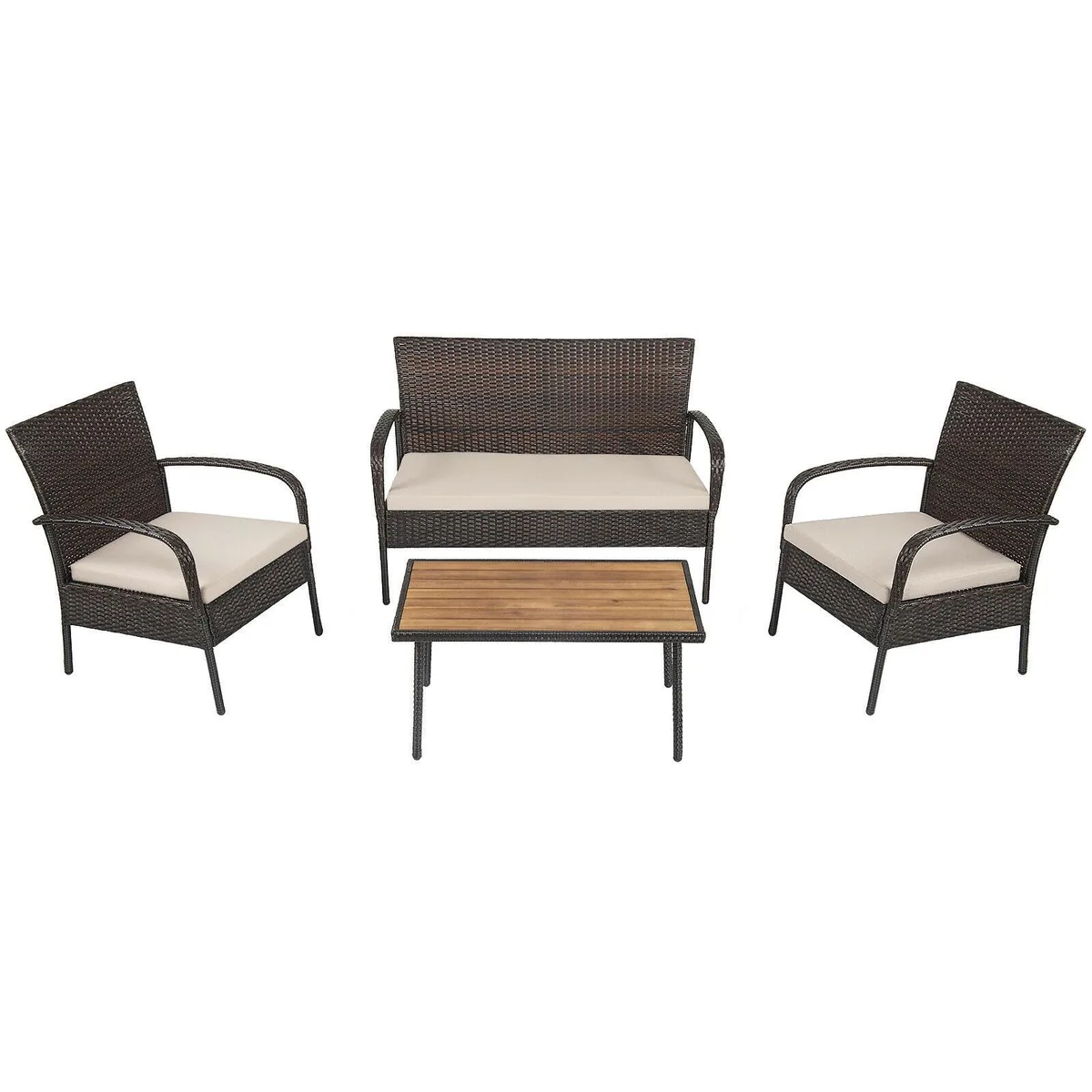 SlickBlue SlickBlue 4-Piece Wicker Conversation Set with Acacia Tabletop — product photo