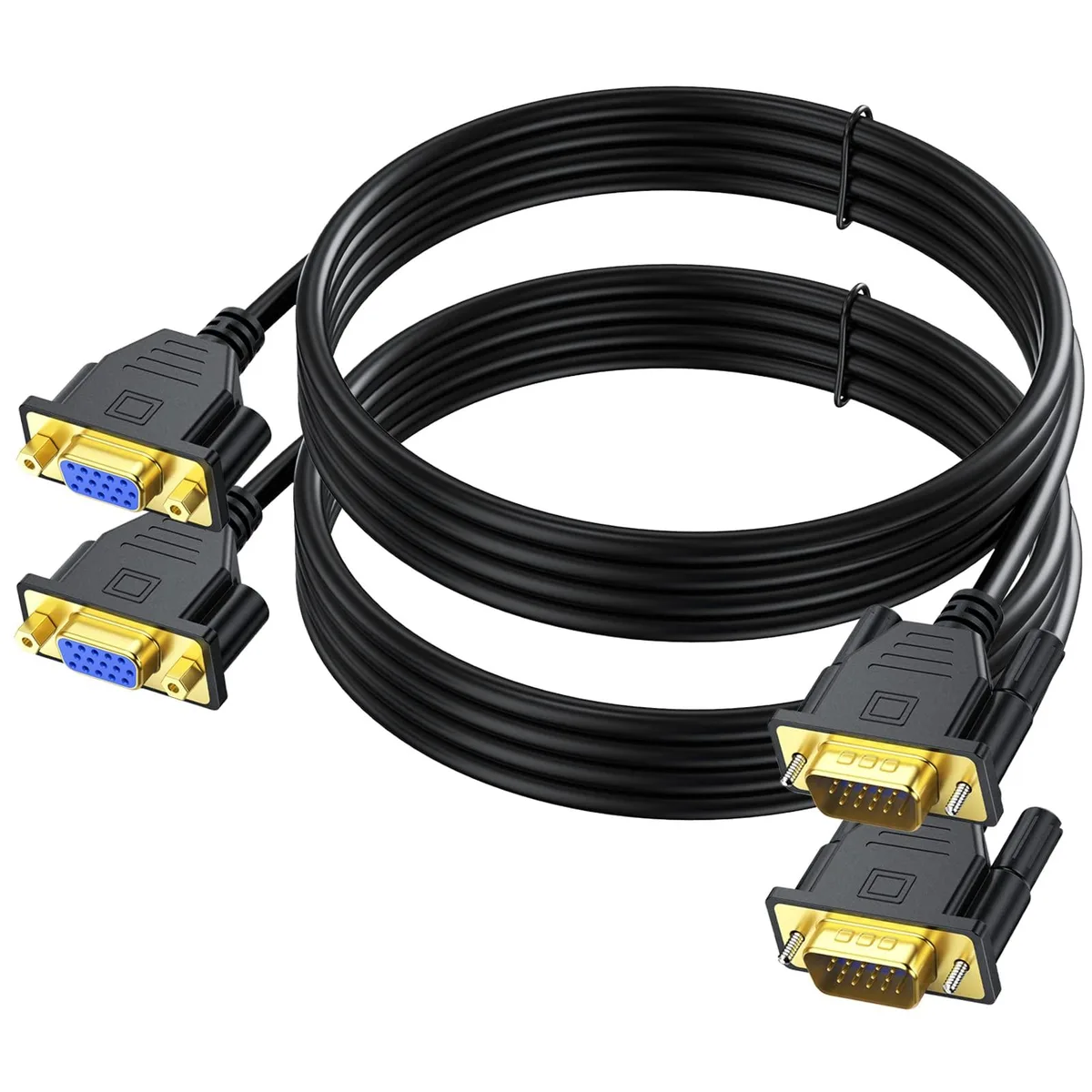 BUCIER BUCIER 2-Pack VGA Extension Cable 6.6ft Male to Female 15 Pin — product photo