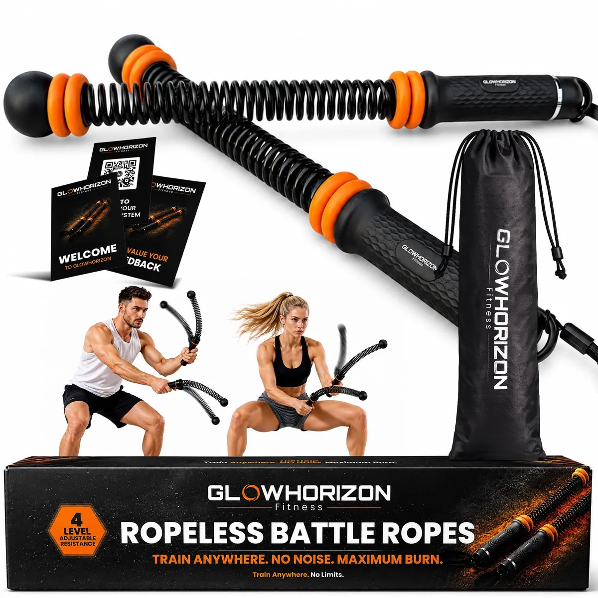 GlowHorizon Ropeless Battle Ropes Kit 8 Weight Rings — product photo