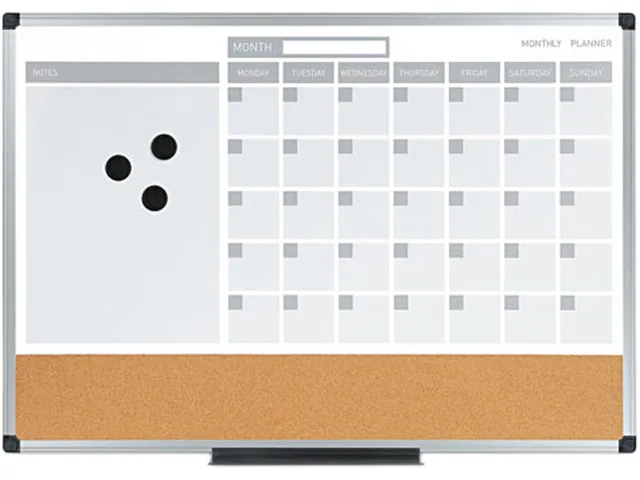 Bi-Silque Bi-Silque MB3507186 3-in-1 Calendar Planner Dry Erase Board 18x24 — product photo