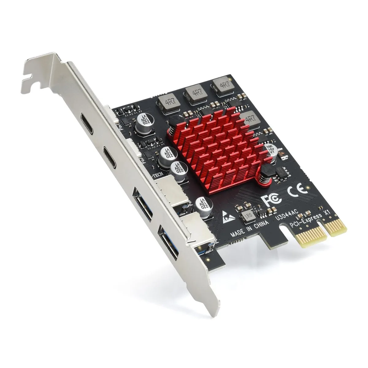 Vszerda PCIe card with two USB-A and two USB-C ports, aluminium cooling fins