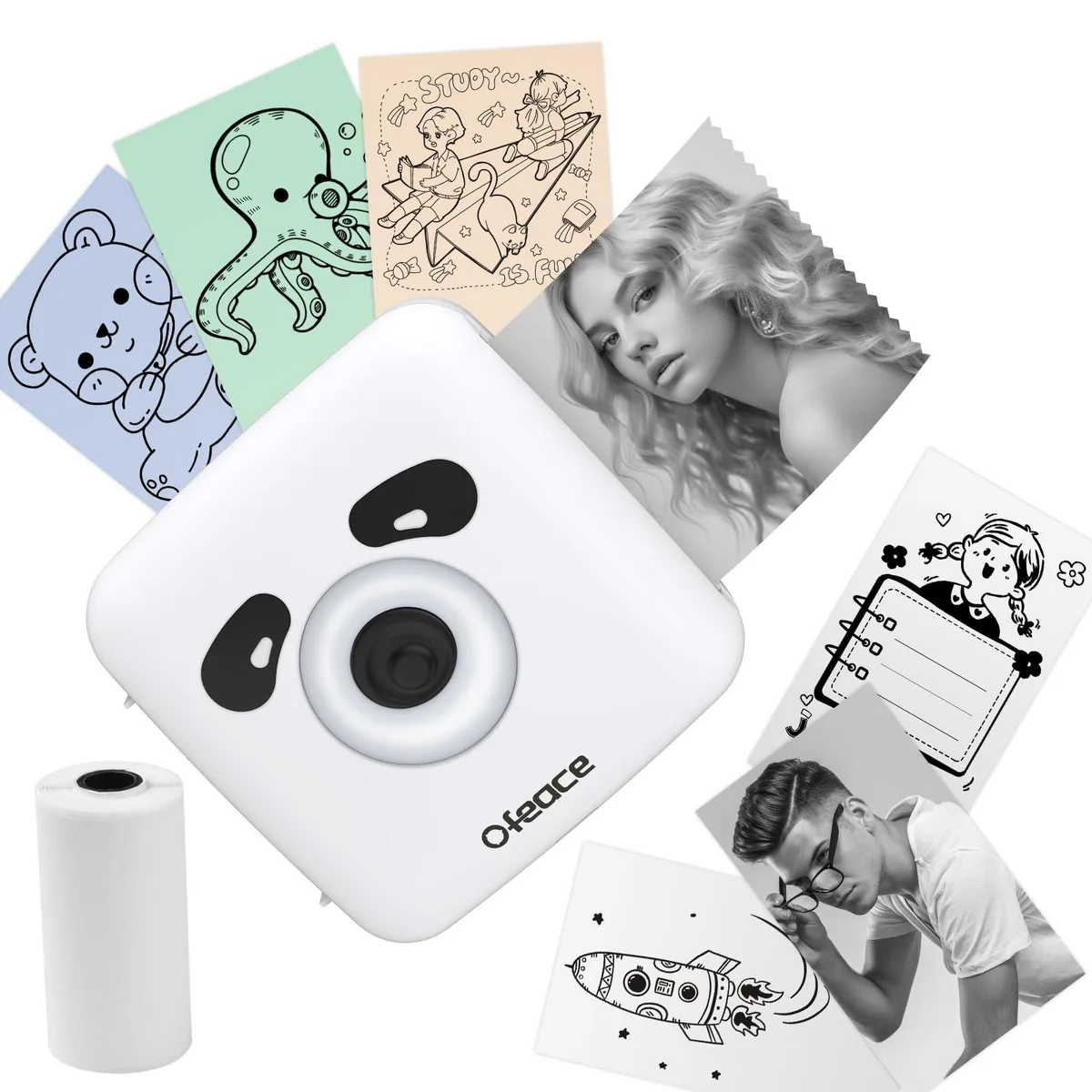 Compact white thermal label printer with Bluetooth, small rectangular shape and smooth finish