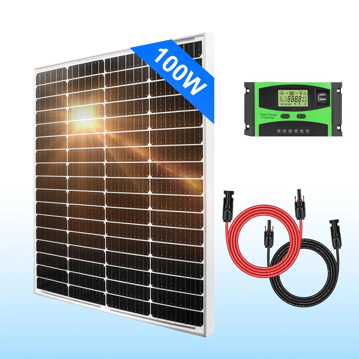 PFCTART PFCTART 100W Monocrystalline Solar Panel Kit 12V — product photo