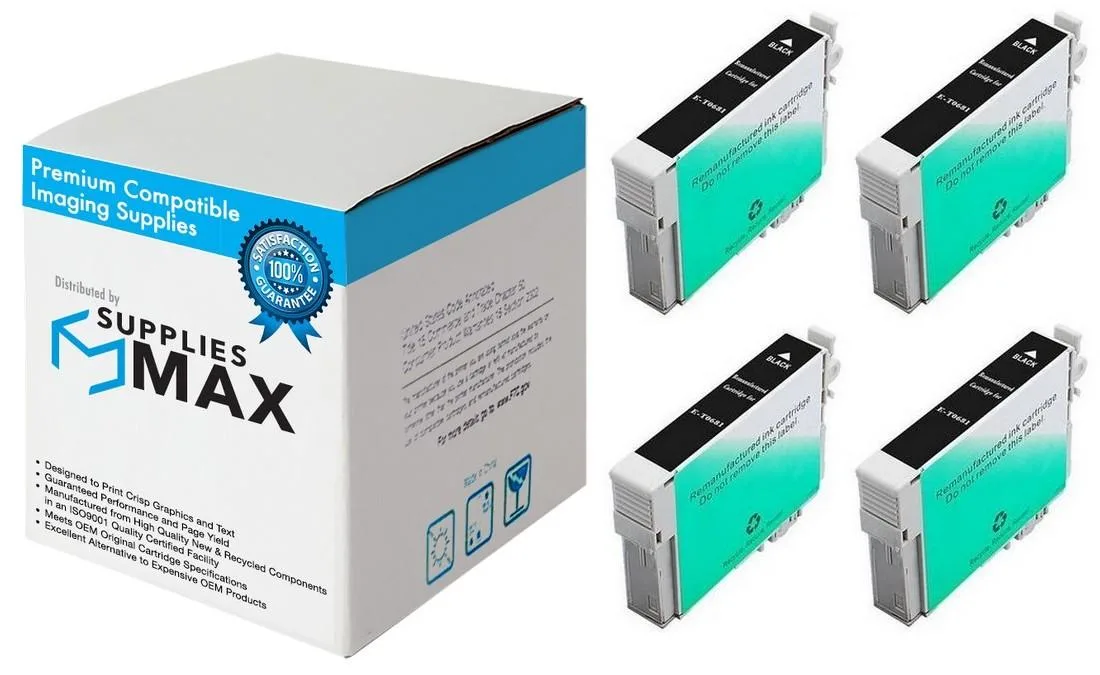 SuppliesMax SuppliesMax T068120_4PK Black Inkjet Cartridge 4 Pack — product photo