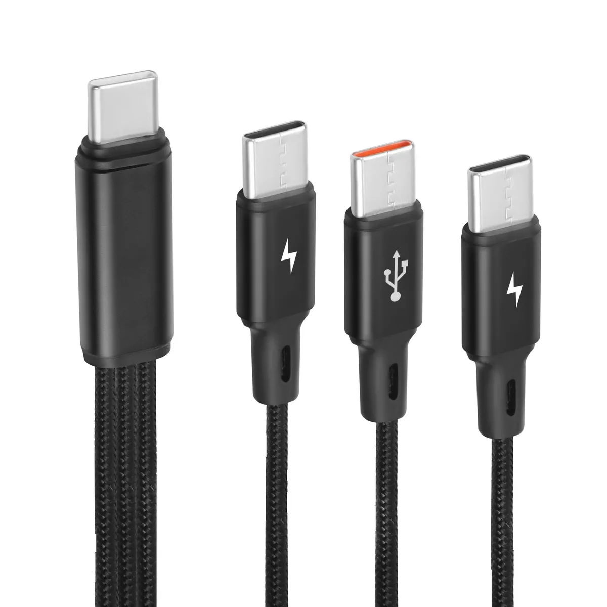 BUCIER BUCIER USB C Splitter Cable 3×0.2 m 5A 480 Mbps Black — product photo
