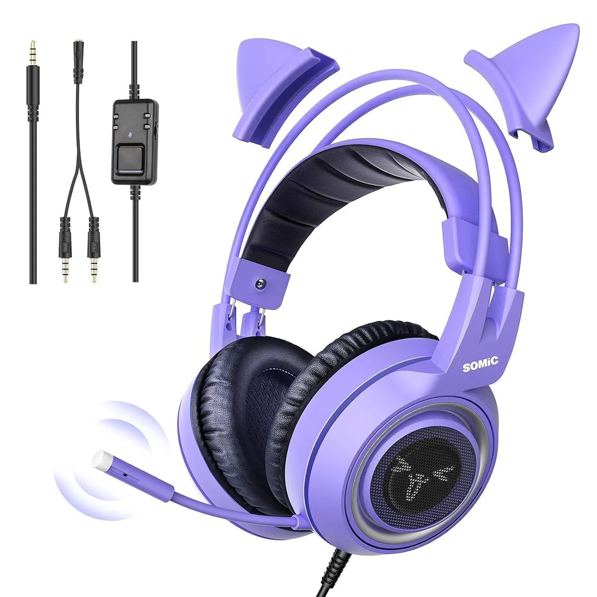 SOMIC SOMIC G951S Purple Stereo Gaming Headset with Detachable Cat Ears — product photo