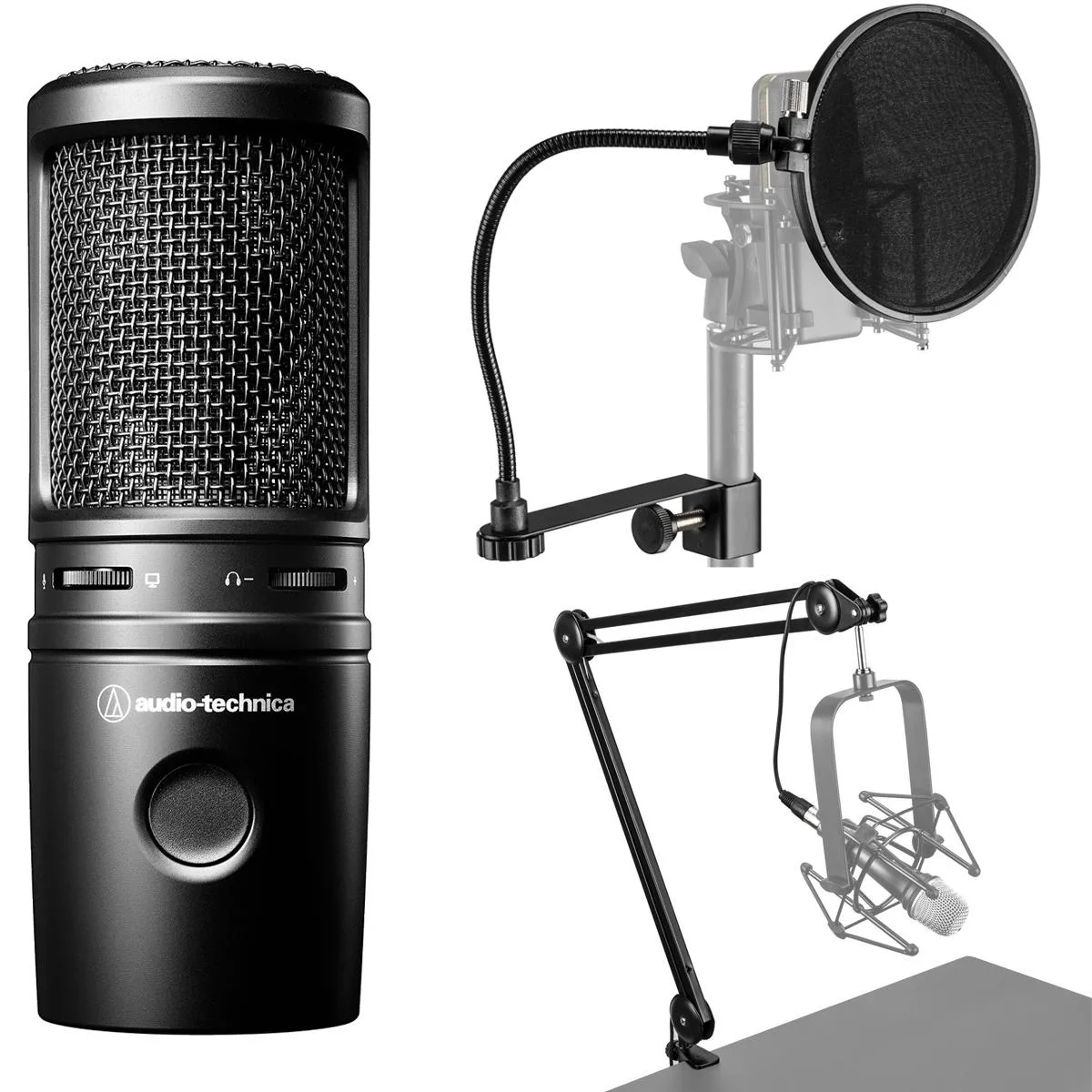 Audio-Technica Audio-Technica AT2020USB-X USB Microphone Bundle with Broadcast Arm and Pop Filter — product photo