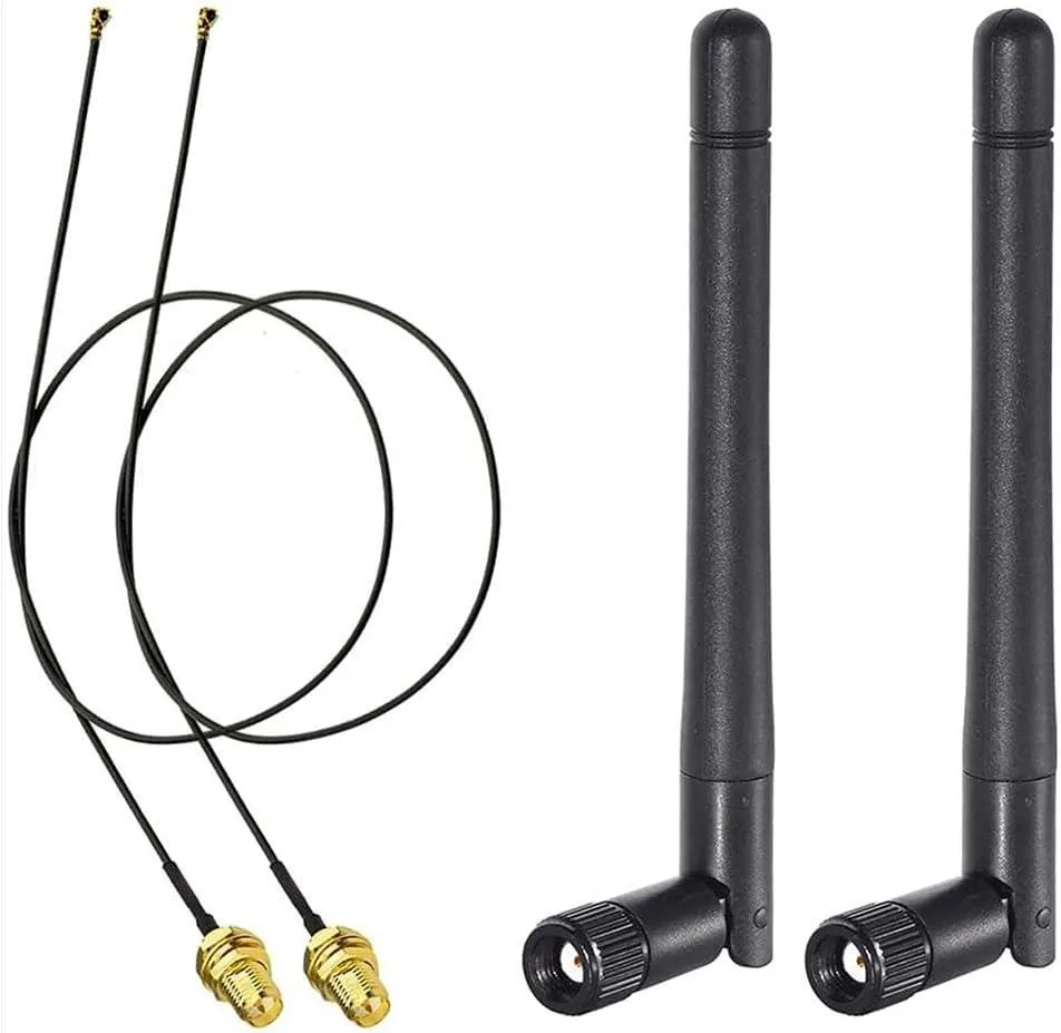KEHIPI KEHIPI Dual Band Network Antenna 2.4GHz 5.8GHz 3dBi SMA Male 2-Pack with 12 inch IPEX4 Cables — product photo