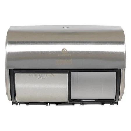 Georgia Pacific Georgia-Pacific 56798 Coreless Horizontal Double Roll Toilet Paper Dispenser Silver — product photo