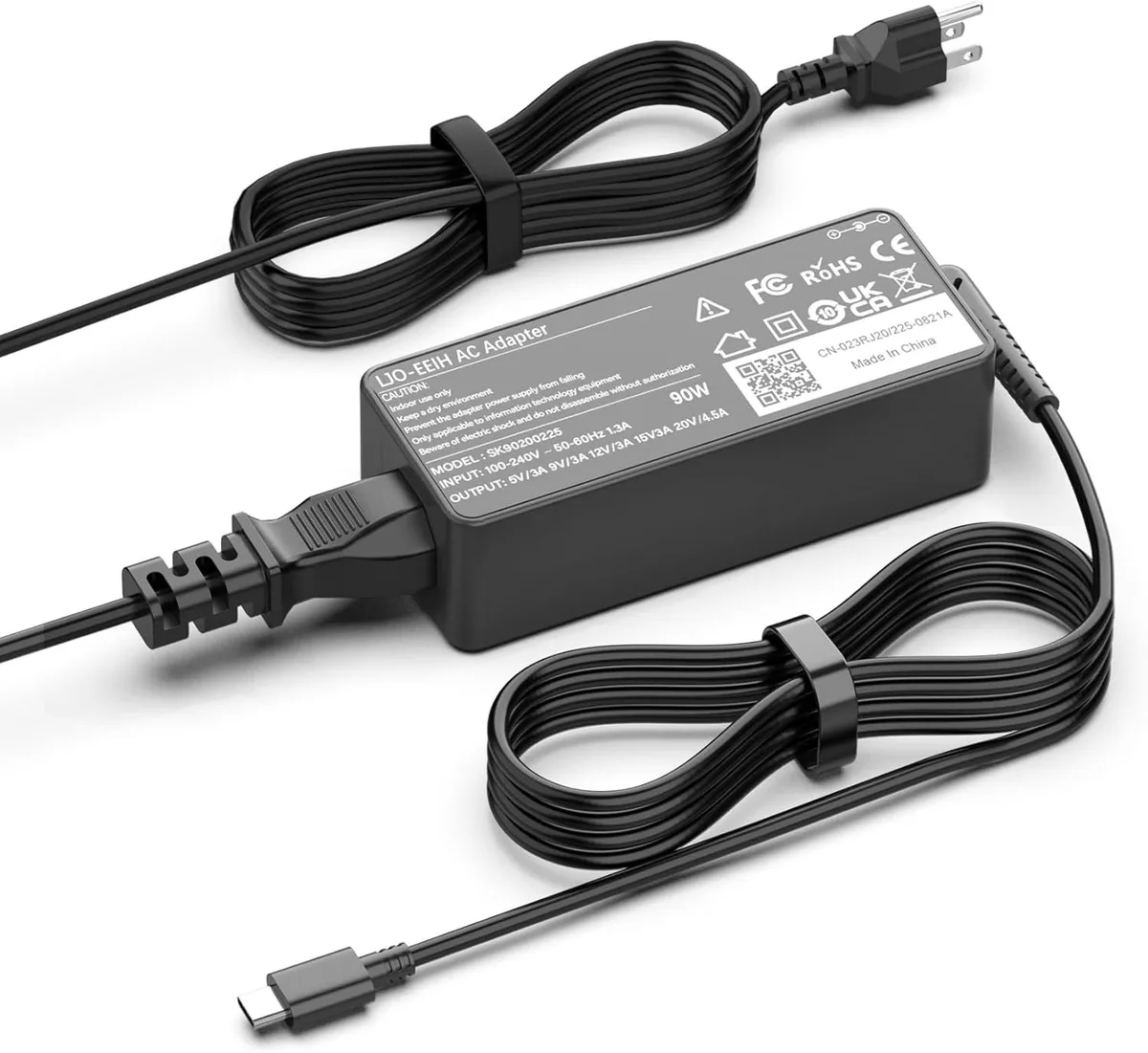 FLEANE FLEANE 90W USB-C laptop charger compatible with Thinkpad Yoga Chromebook Latitude XPS HP Google — product photo