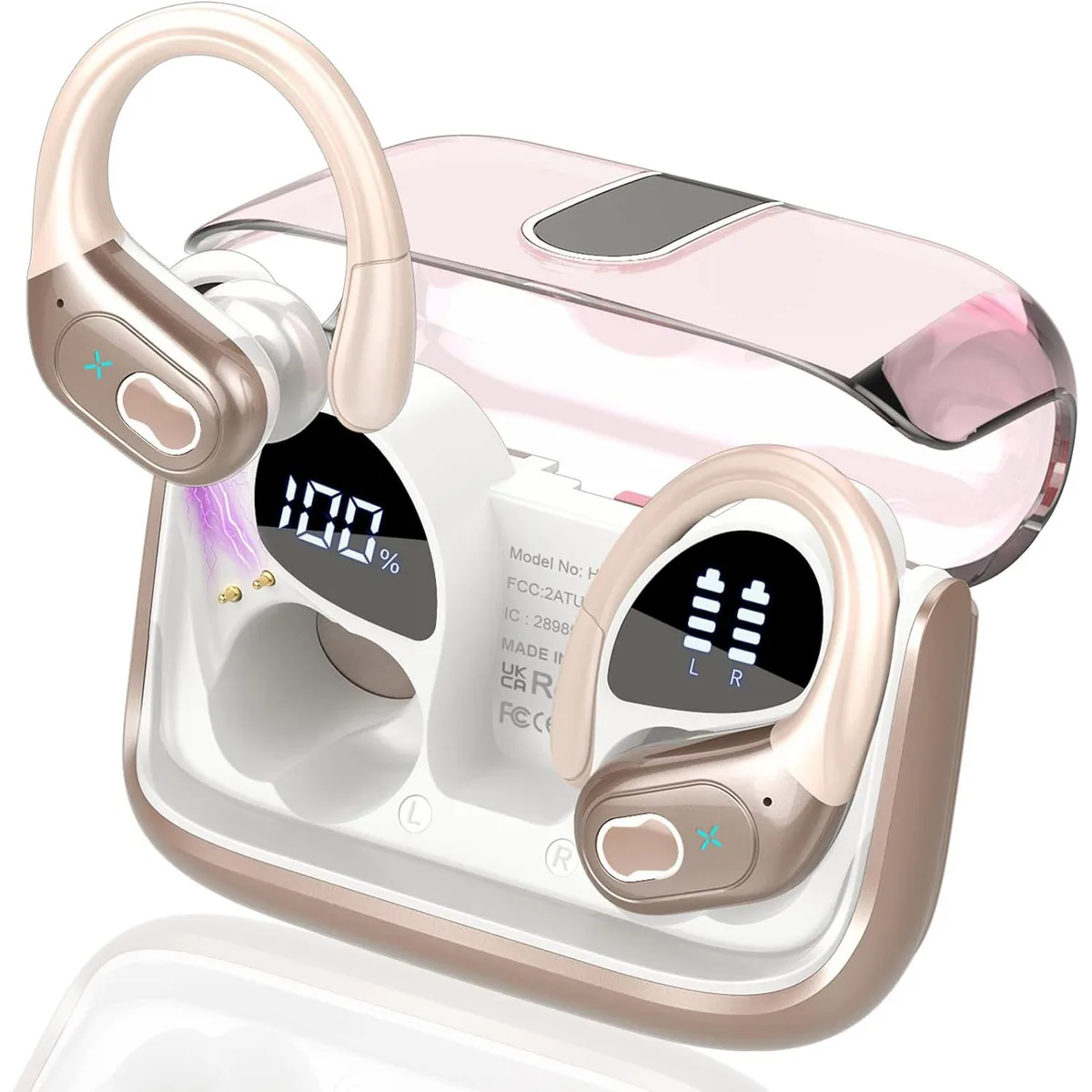 AUTYUE AUTYUE HD65 Wireless Earbuds Bluetooth 5.4 75hrs Rose Gold — product photo