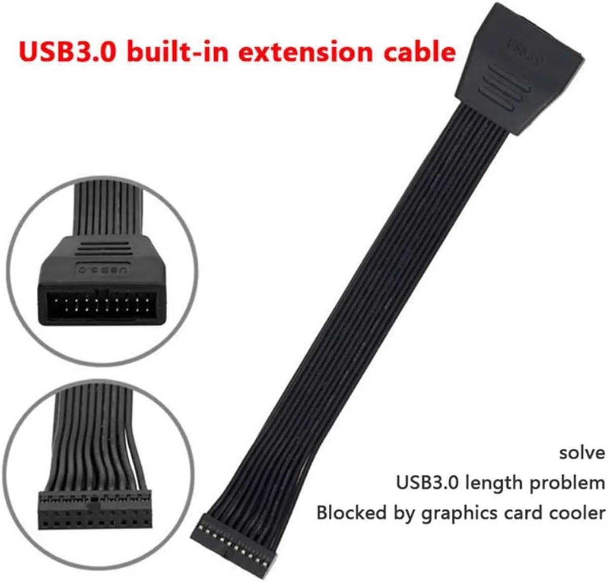 Vszerda Vszerda USB 3.0 extension cable motherboard 19-pin male to female 14.7cm — product photo