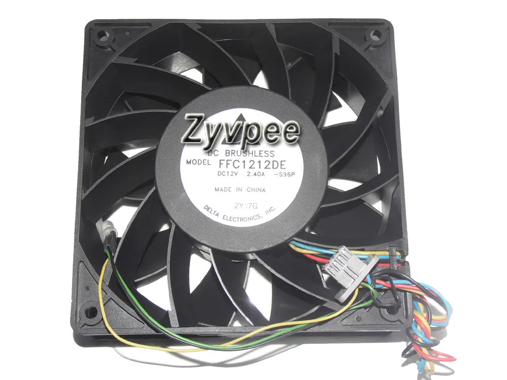 Zyvpee Zyvpee FFC1212DE 120×38mm 12V 2.4A 4-wire green LED case fan — product photo