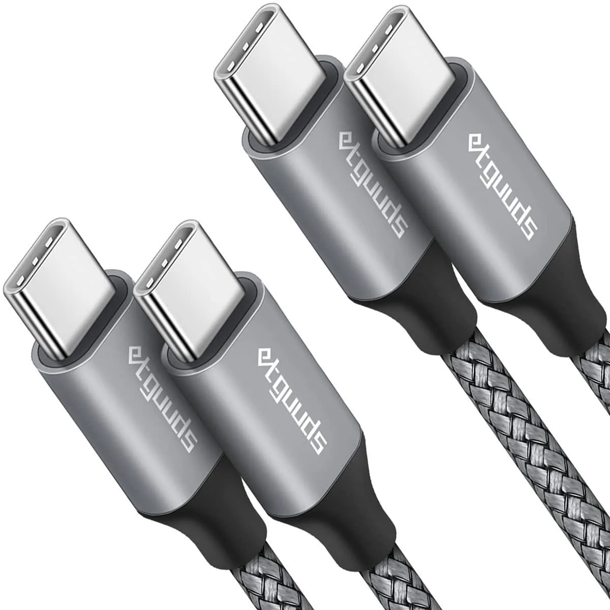 No Sew No Sew USB-C to USB-C Cable 3ft 2-Pack 60W Gray — product photo