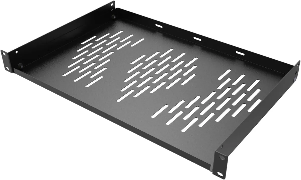 TAURKENAM TAURKENAM 1U Ventilated Cantilever Server Rack Shelf 12" Depth 19" Black — product photo