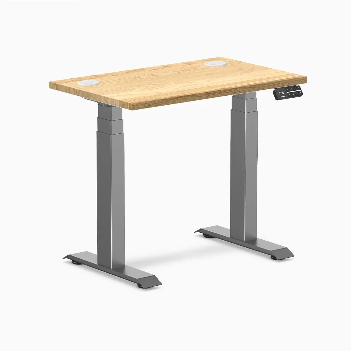Desky Desky Dual Mini Hardwood Sit Stand Desk White Oak 32 x 20 in Space Gray — product photo