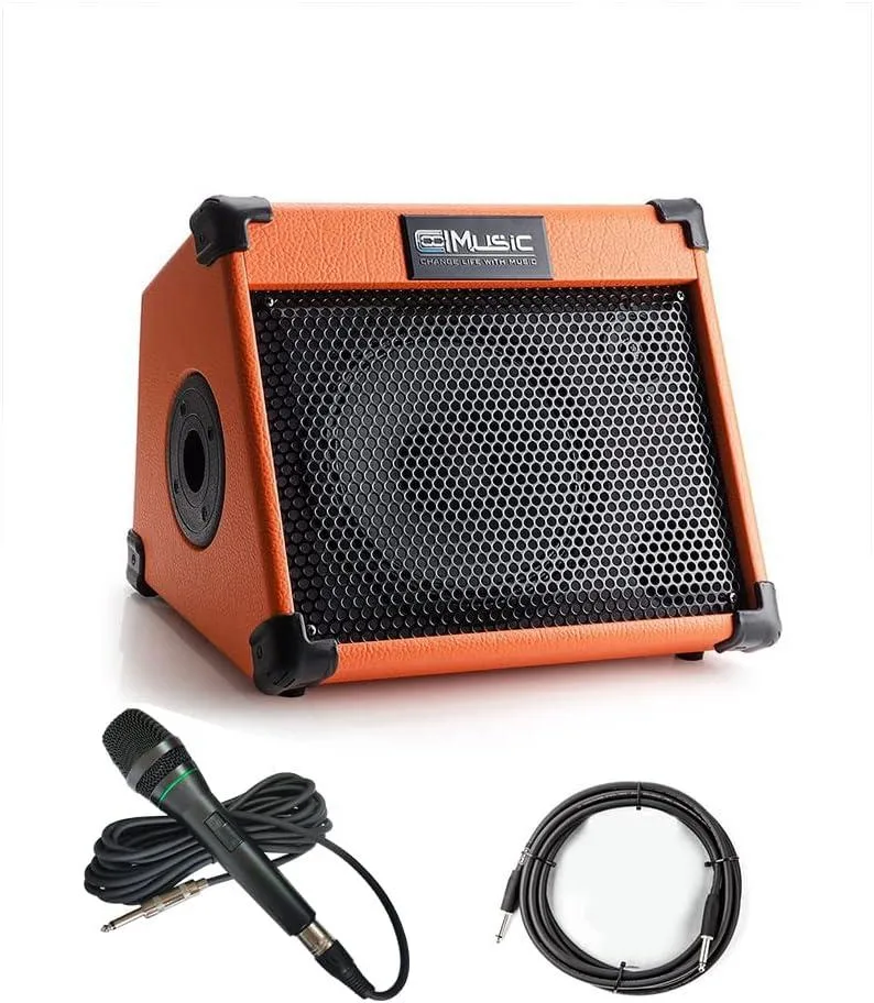 WUQ WUQ 20W Acoustic Guitar Amplifier with Bluetooth, Reverb, Chorus, 3-Band EQ, Mic &amp; Cable — product photo