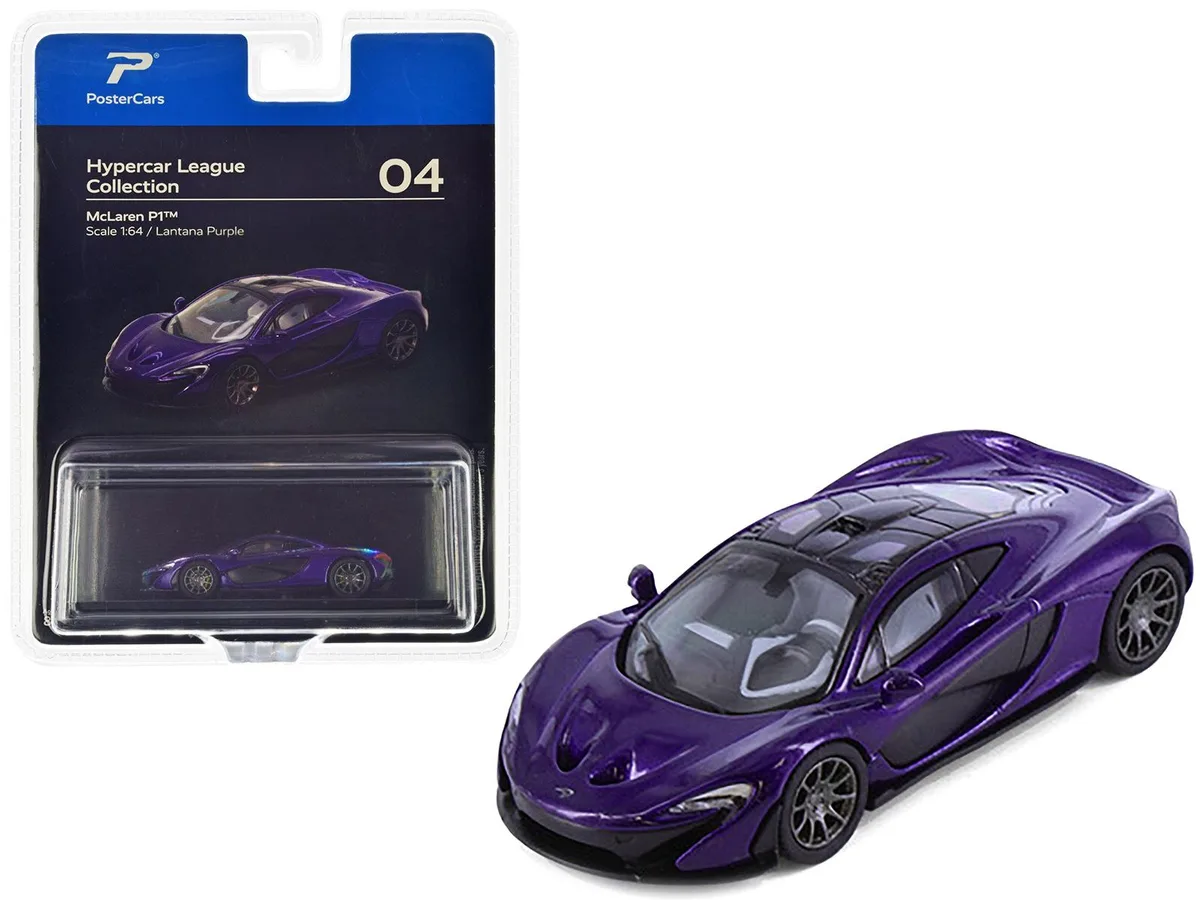 PosterCars PosterCars McLaren P1 Lantana Purple Metallic Black Top 1/64 Diecast — product photo