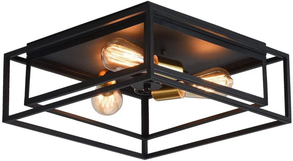 GARWARE WALL ROPES GARWARE WALL ROPES Industrial 3-Light Semi Flush Mount Black 15.3×6.5 in — product photo