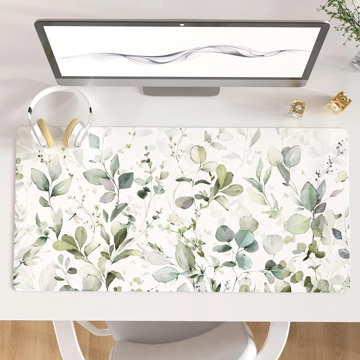 KEHIPI KEHIPI Large Mouse Pad Soft Green Foliage 31.5" x 15.7 — product photo