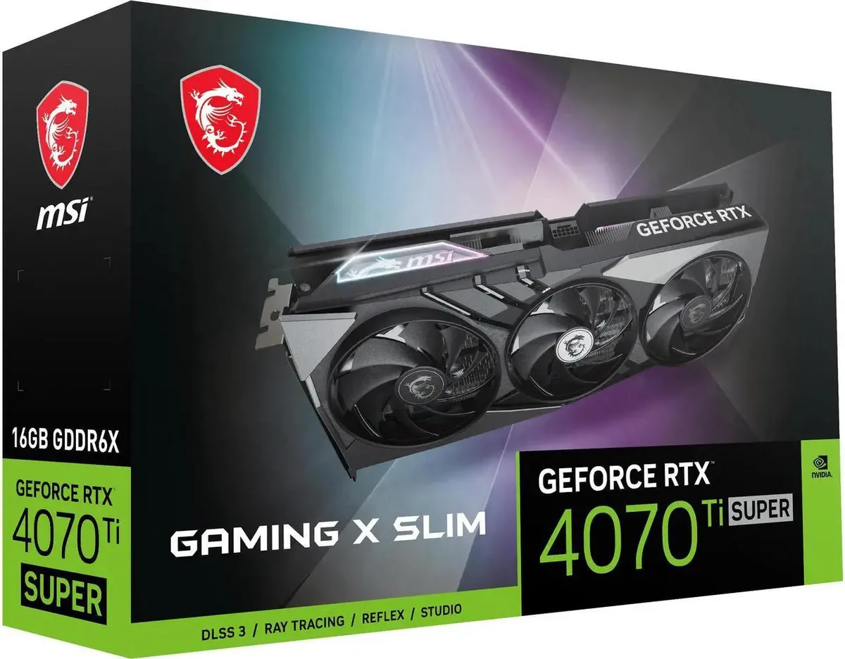 MSI MSI GeForce RTX 4070 Ti SUPER 16G Gaming X Slim graphics card — product photo