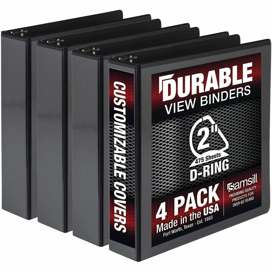 Samsill Samsill 2" View D-Ring Binder Black 11.5x8.5 475 Sheet 4 Pack — product photo