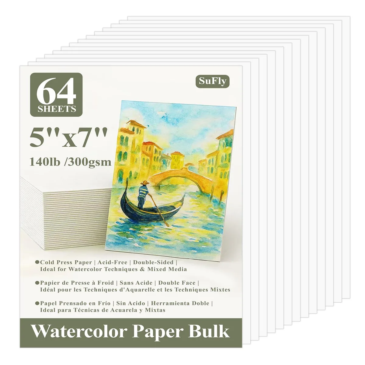  SuFly SF-P25929 140lb Cold Press Watercolor Paper 64 Sheets craft painting — product photo