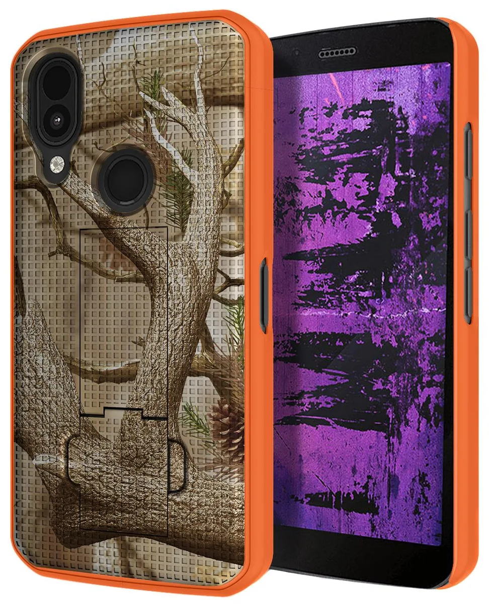 Nakedcellphone Nakedcellphone Ribbed Slim Case with Kickstand for CAT S62 PRO Orange Camo 1.5mm — product photo
