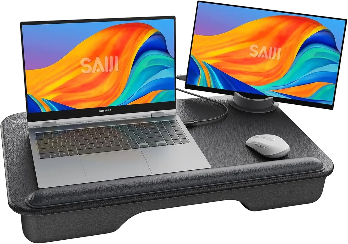 BFKK BFKK Laptop Lap Desk 17" with Wrist Pad, Cushion &amp; Monitor Holder – Office Furniture — product photo