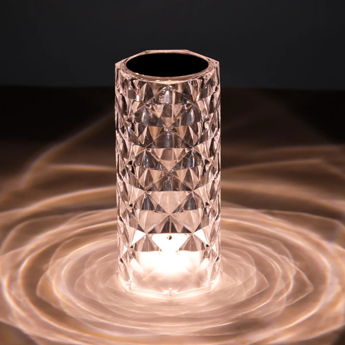 Matte-finish cone table lamp with acrylic shade, 5.9 inch base diameter and 12.2 inches tall