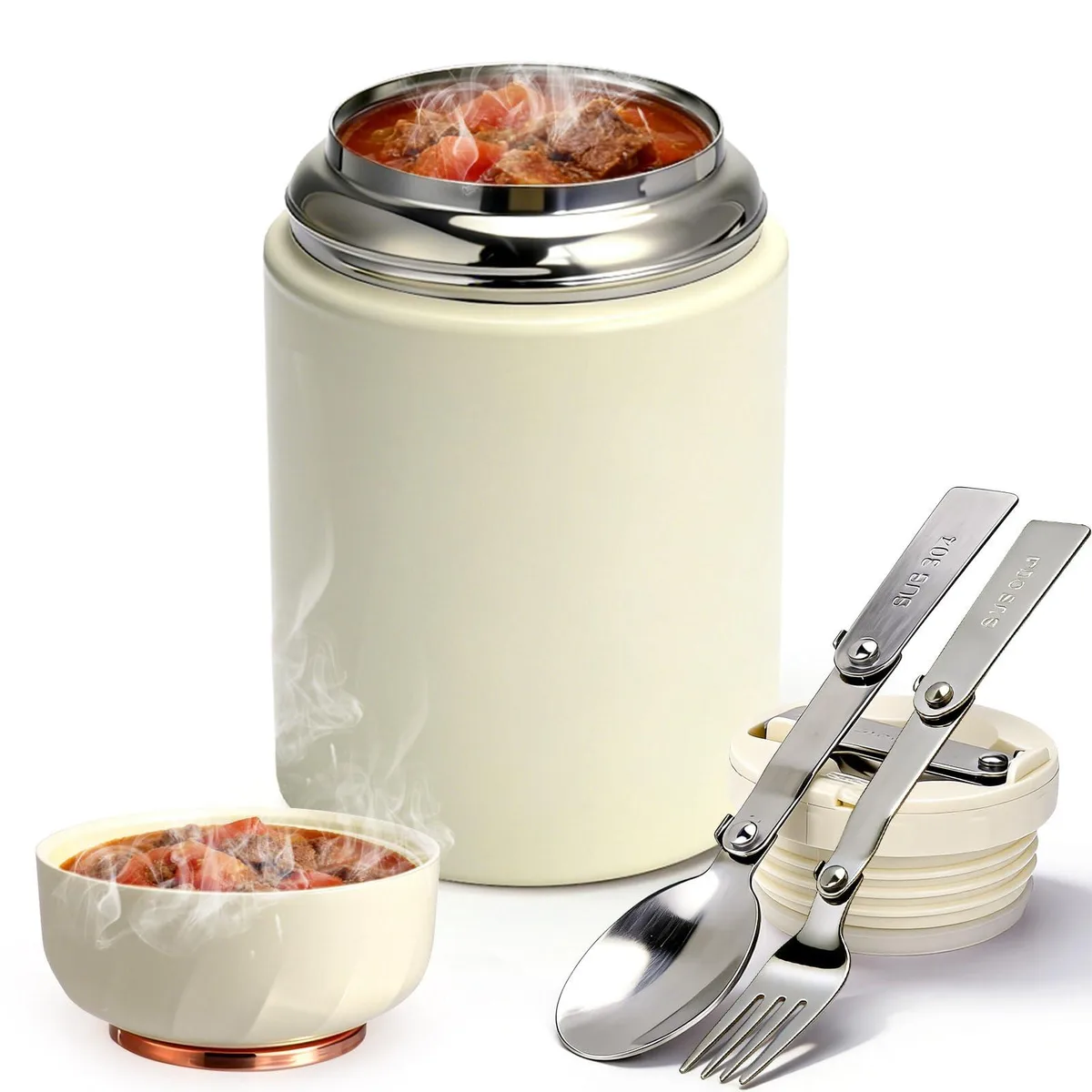  Brentwood MUG Thermo Pot 18 oz Beige 316 Stainless Steel — product photo