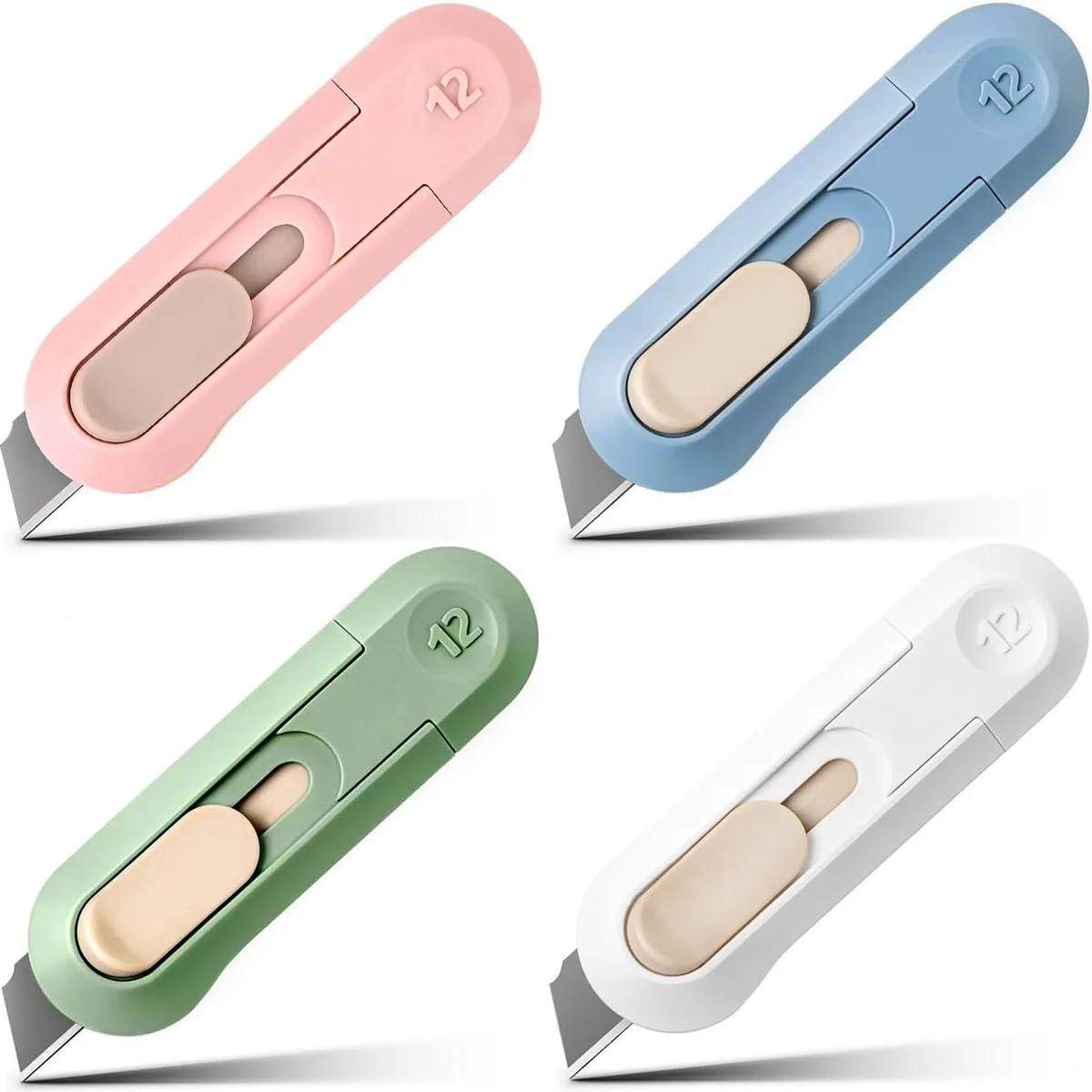  qifuwanjingfeng AM-8 retractable box cutter, 4 pcs, .39 in — product photo