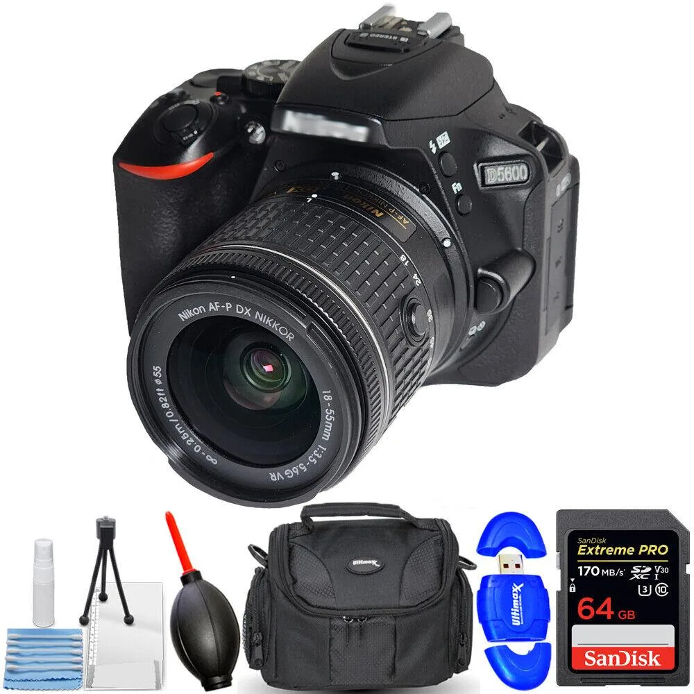 Nikon Global Nikon D5600 24.2MP DSLR Camera with 18-55mm Lens 1576 Essential 64GB Bundle — product photo