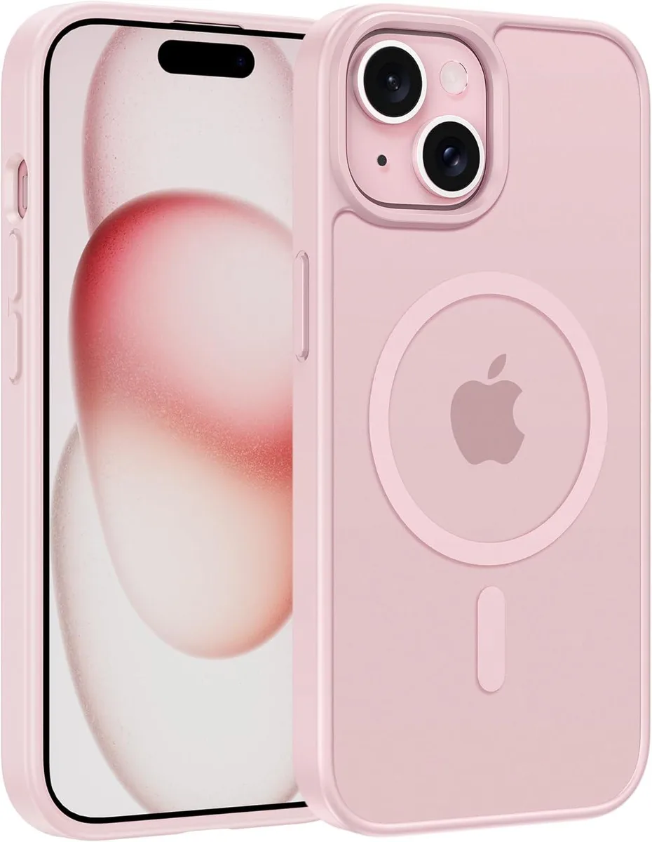 iworkmart iworkmart Magnetic Frosted Translucent Slim Case for iPhone 15 14 13 Pink — product photo