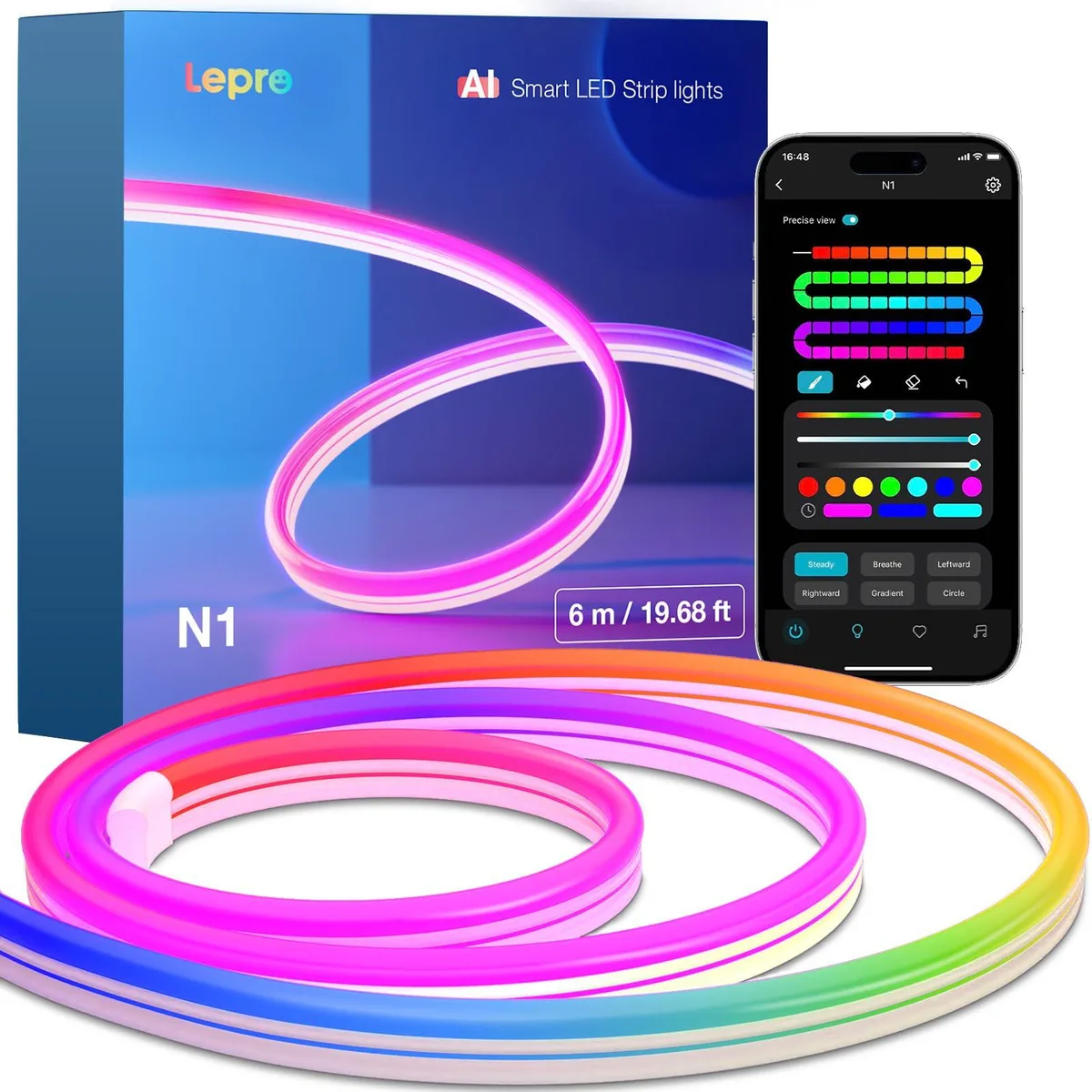 Multicolor flexible LED rope light 19.68ft coil