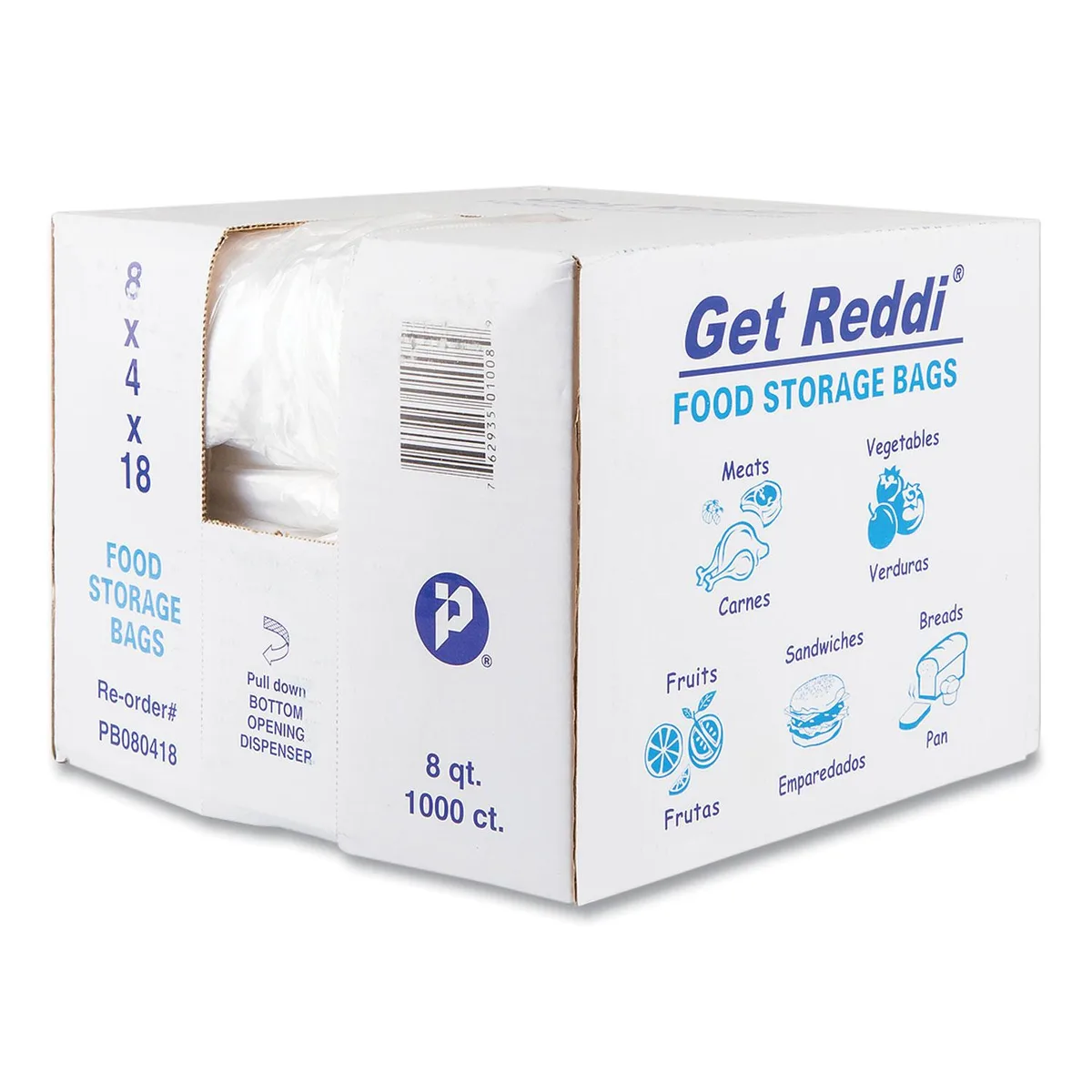 Integrated Bagging Systems Integrated Bagging Systems Food Bags 8 qt .85 mil 8" x 18" Clear 1000/Carton PB080418 — product photo