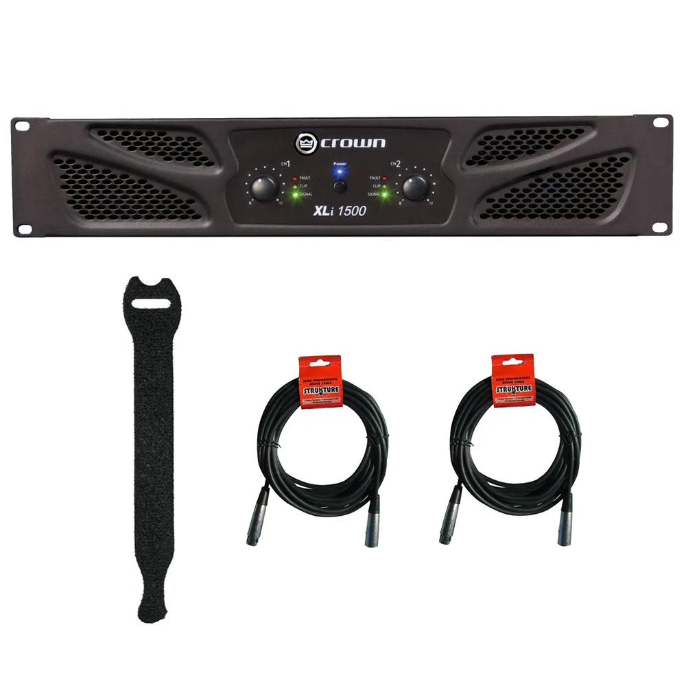 Crown Crown XLi 1500 Stereo Power Amplifier Bundle with 10 Straps &amp; 2 XLR Cables — product photo