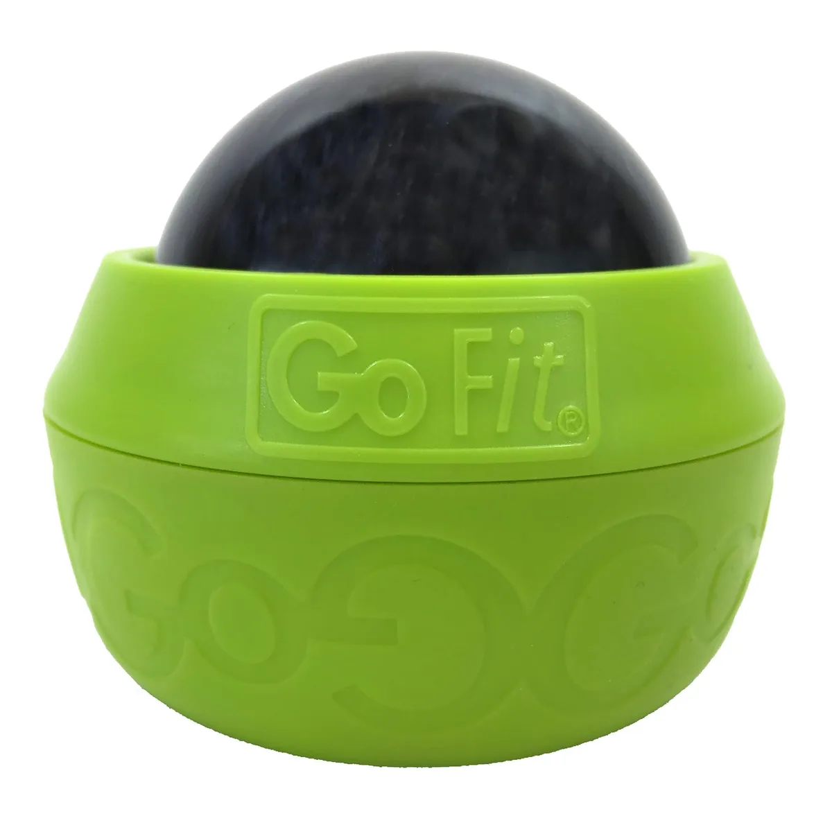 Blue spherical massage ball, 3.25 inches diameter, firm textured surface