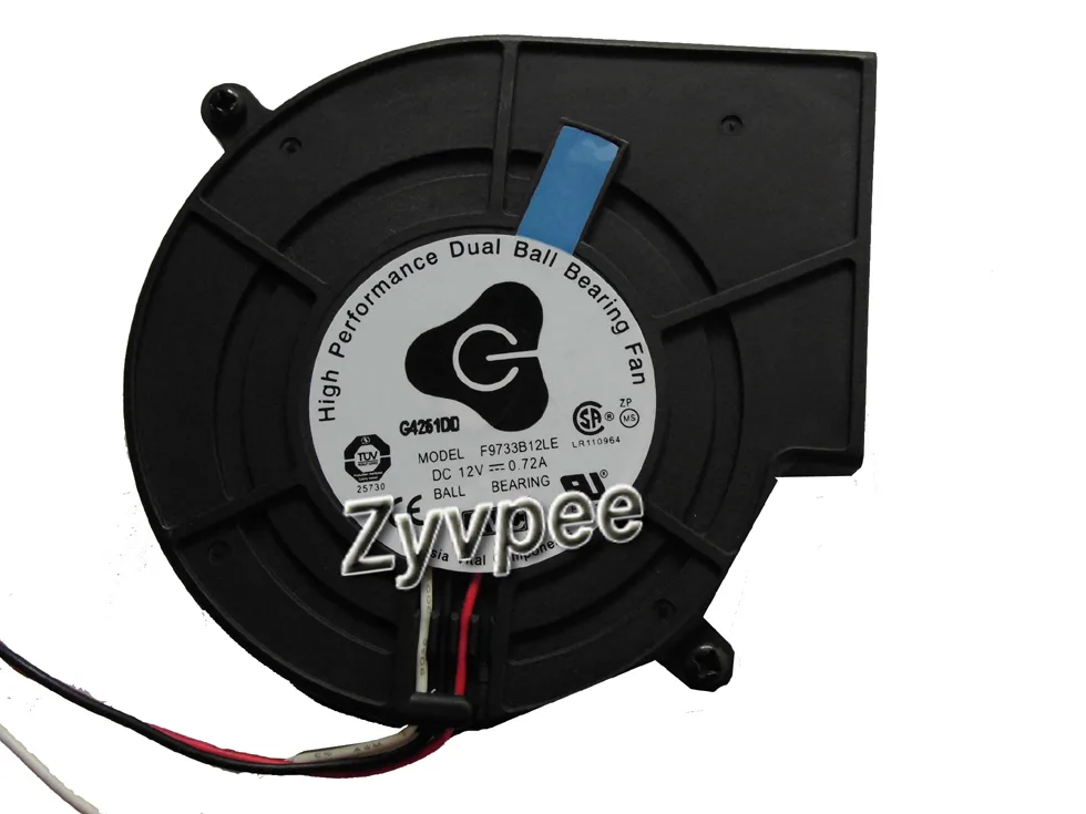 Zyvpee Zyvpee F9733B12LE 97mm 12V 0.72A 3-wire blower case fan — product photo