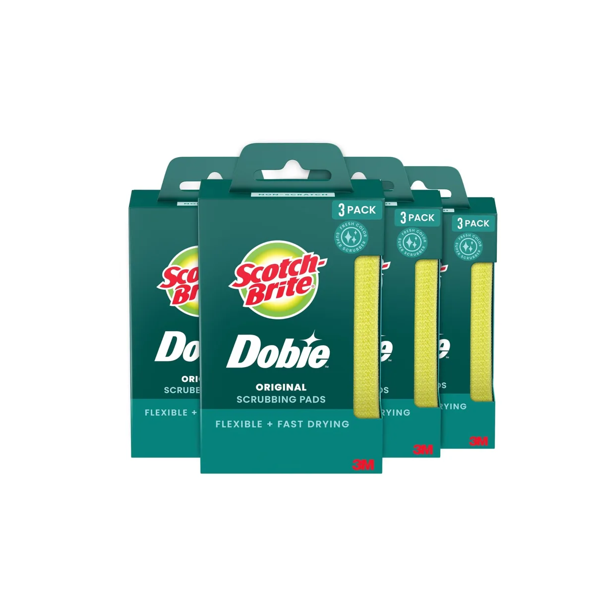  3M Scotch-Brite Dobie Non-Scratch Scrub Pads 12 Count Yellow — product photo