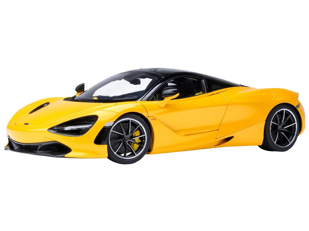 Autoart Autoart McLaren 720S Volcano Yellow Black Top Carbon Accents 1/18 hobby collectible — product photo