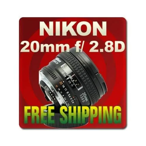 Nikon Inc Nikon AF FX NIKKOR 20mm f/2.8D International Version camera lens — product photo