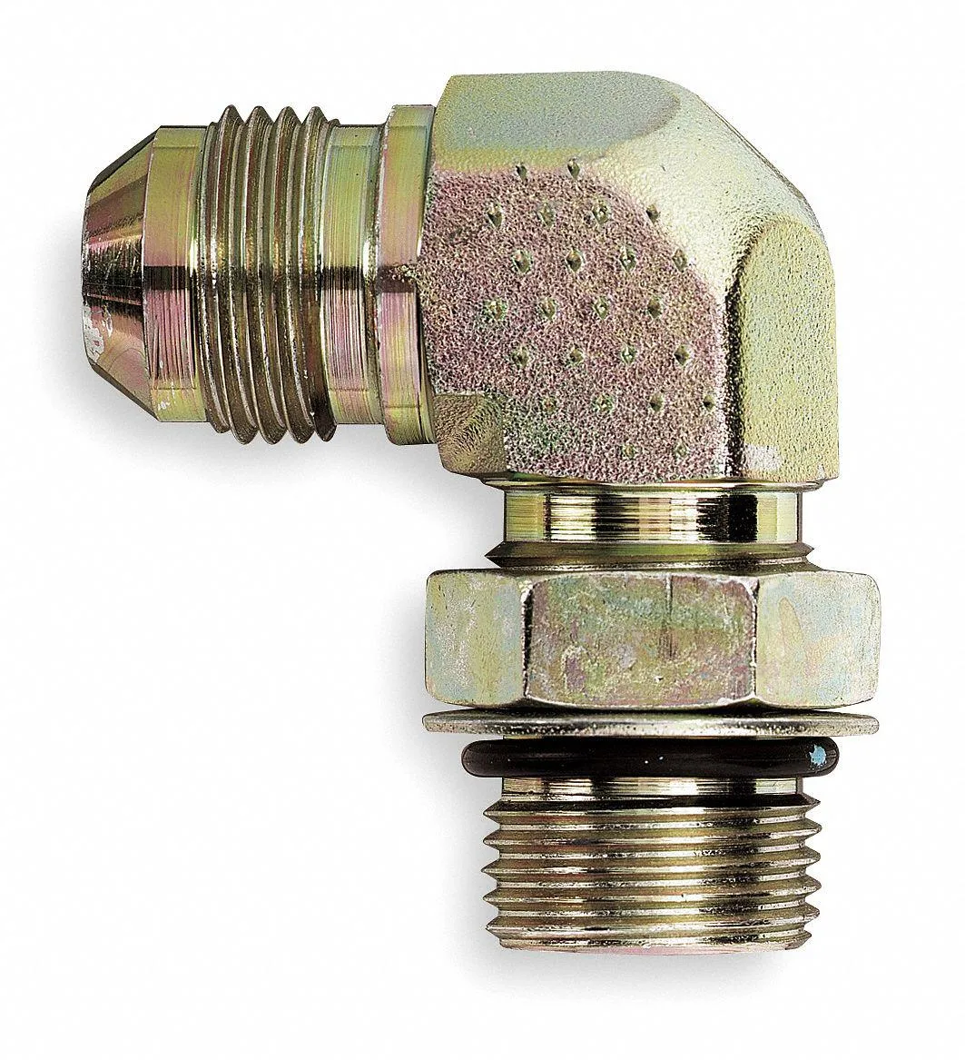 Eaton Aeroquip 90 degree elbow hydraulic coupling carbon steel silver finish 2.25 inches long