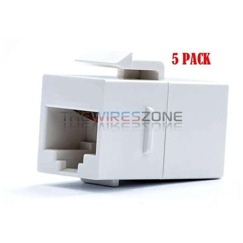 The Wires Zone The Wires Zone White RJ45 Keystone Jack Inline Coupler 5 Pack — product photo