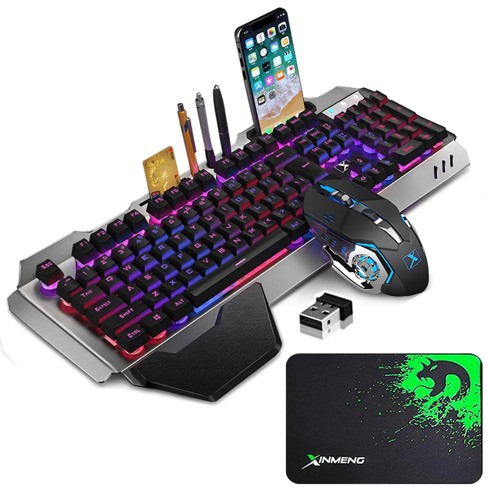 Dongguan Li Hao Hardware Tech Co., Ltd Dongguan Li Hao Wireless Gaming Keyboard &amp; Mouse Rainbow Backlit 4000mAh — product photo